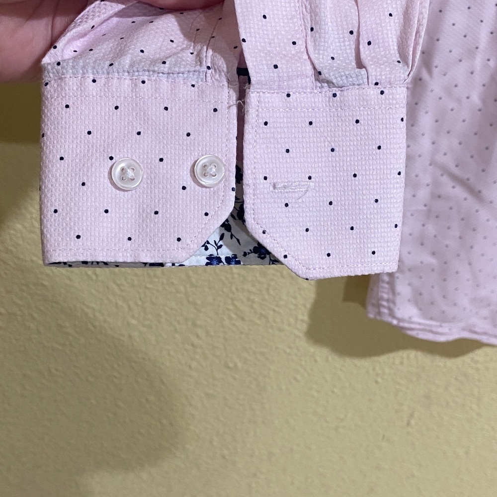 Elegant Light Pink Polka Dot Dress Shirt - Picture 5 of 6